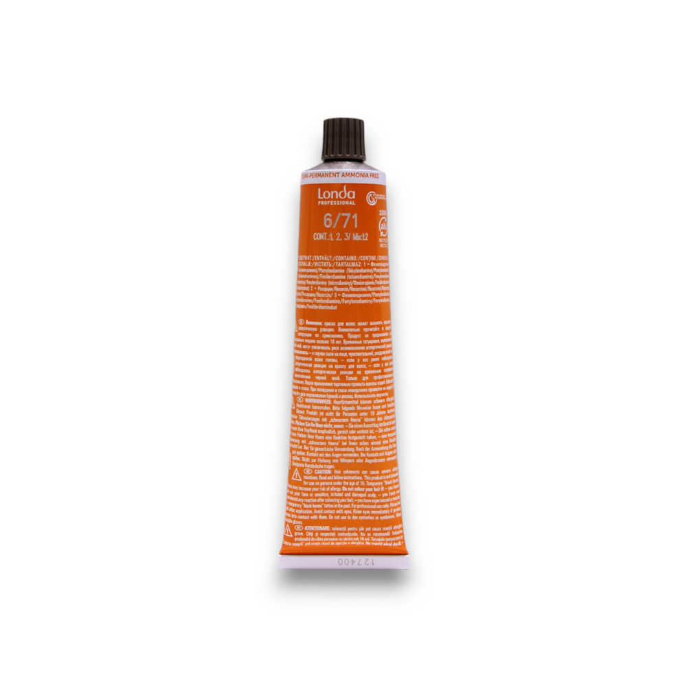 Londa Professional Londacolor Ammonia-Free – Demi-Permanent Hair Dye for Women, 6/71, 60 ml
