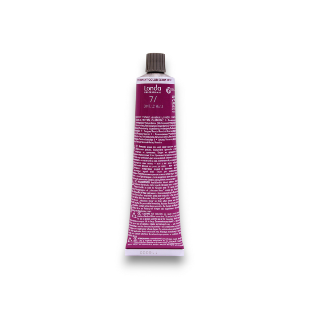 Londa Professional Londacolor – Permanent Hair Dye for Women, 7/ Medium Blonde, 60 ml