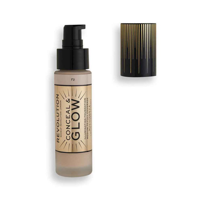 Makeup Revolution Conceal & Glow Illuminating – Cream Foundation for Women, F2, 23 ml