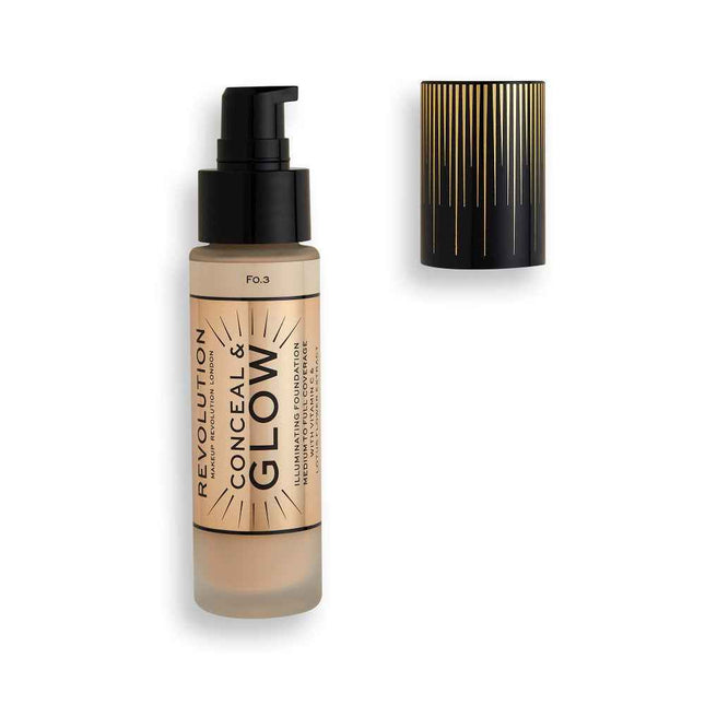 Makeup Revolution Conceal & Glow Illuminating – Cream Foundation for Women, F3, 23 ml