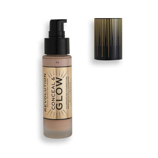 Makeup Revolution Conceal & Glow Illuminating – Cream Foundation for Women, F4, 23 ml