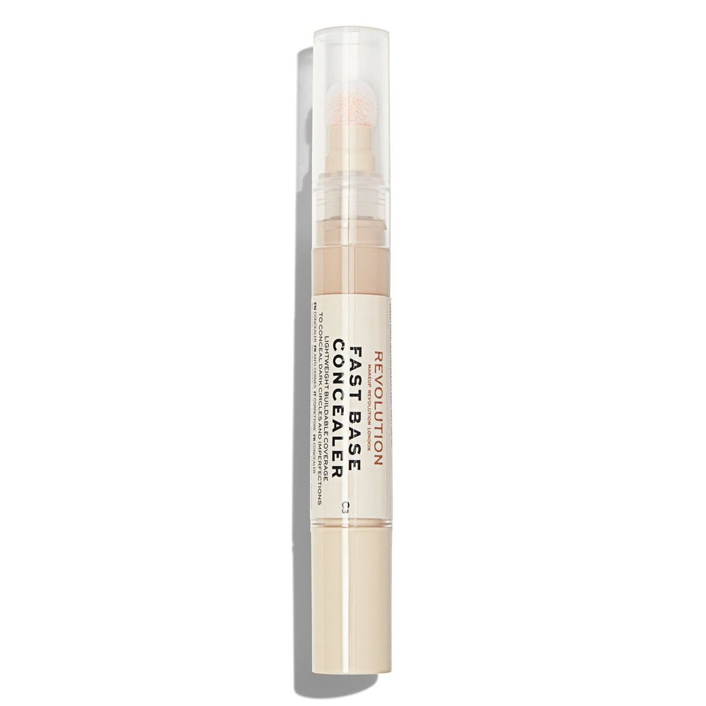 Makeup Revolution Fast Base Concelear – Under-Eye Concealer Pen for Women, C 3, 4.5 ml