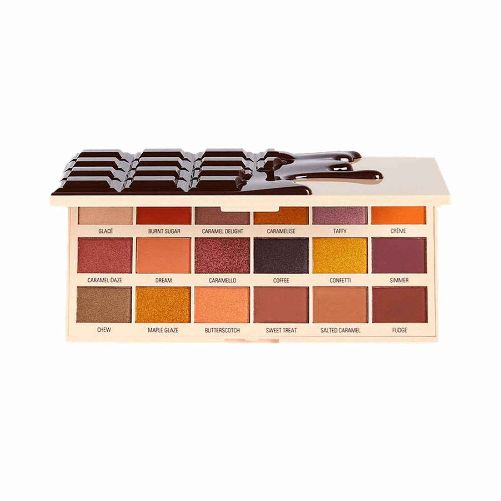 Makeup Revolution I Heart – Eyeshadow Palette for Women, Caramel Nudes Chocolate, 18 Shades, 18 g