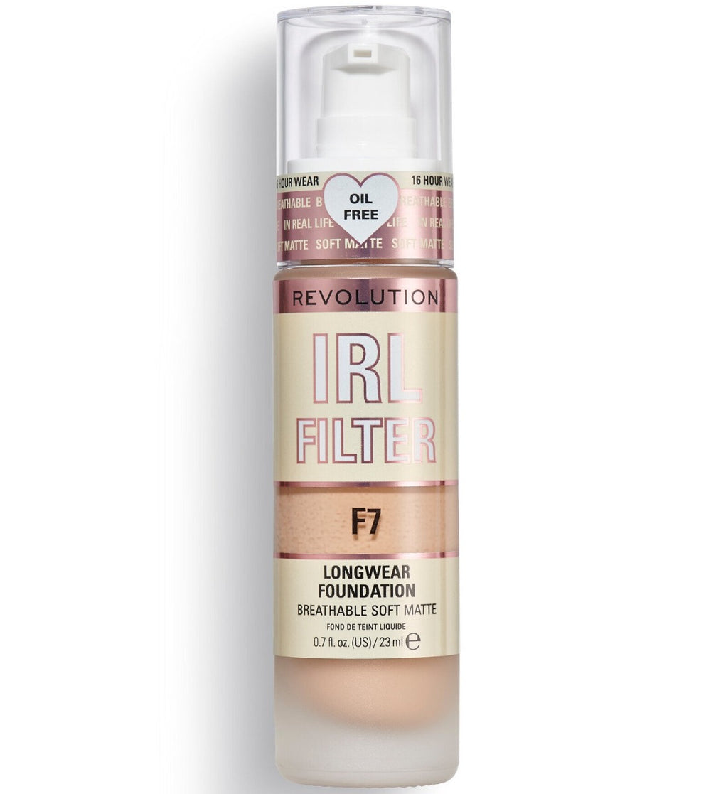 Makeup Revolution IRL Filter Oil Free Long Wear – Cream Foundation for Women, F7, 23 ml