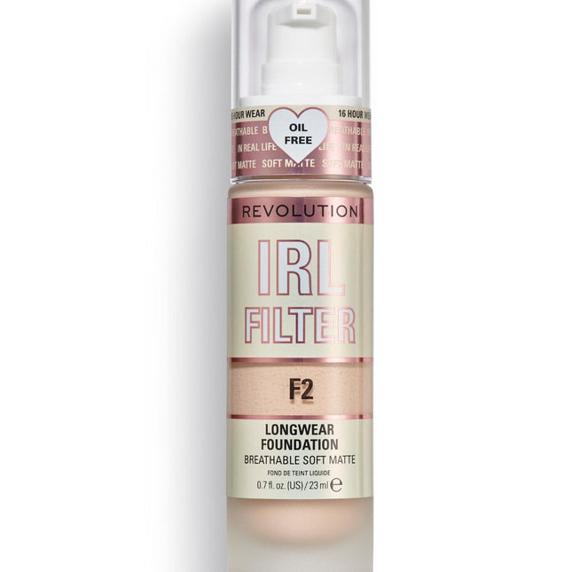 Makeup Revolution IRL Filter Oil Free Long Wear – Cream Foundation for Women, F2, 23 ml