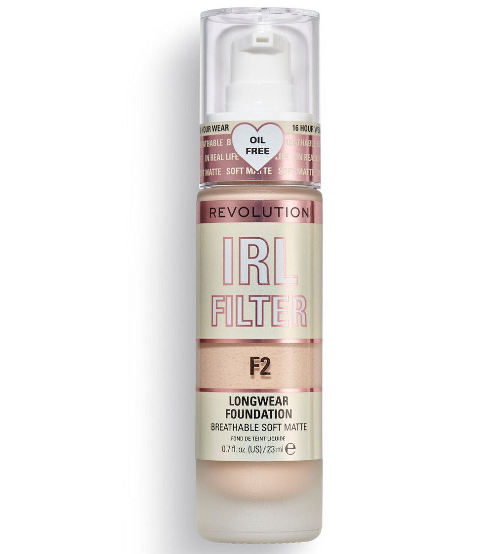 Makeup Revolution IRL Filter Oil Free Long Wear – Cream Foundation for Women, F2, 23 ml