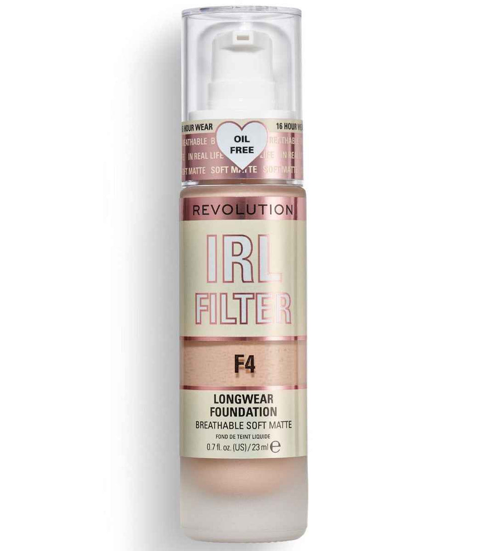 Makeup Revolution IRL Filter Oil Free Long Wear – Cream Foundation for Women, F4, 23 ml