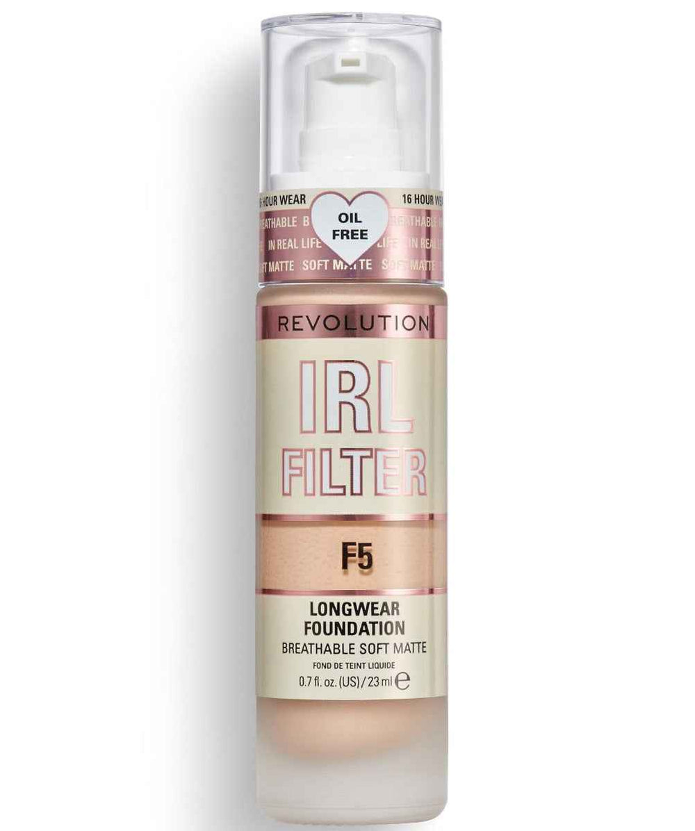 Makeup Revolution IRL Filter Oil Free Long Wear – Cream Foundation for Women, F5, 23 ml