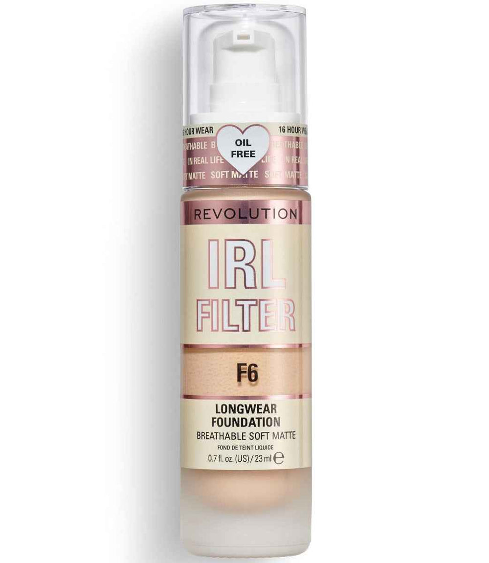 Makeup Revolution IRL Filter Oil Free Long Wear – Cream Foundation for Women, F6, 23 ml