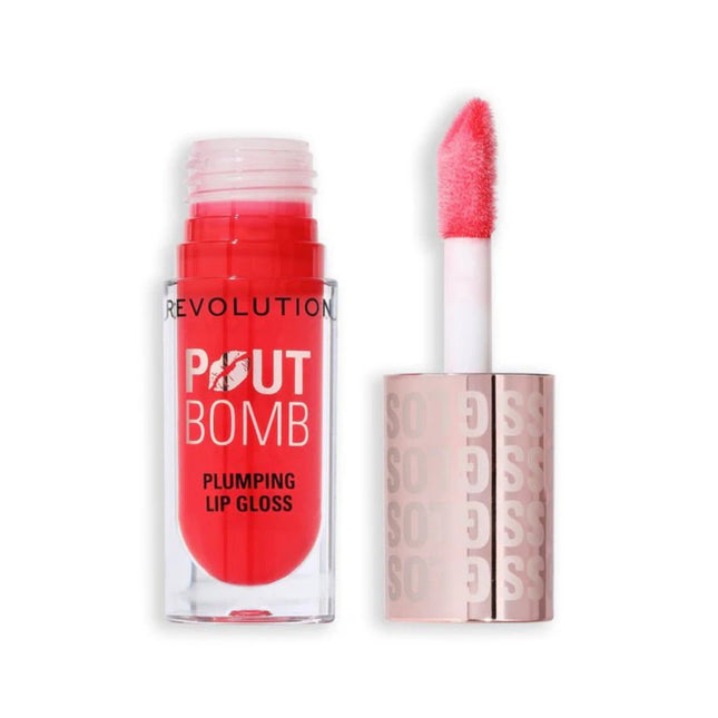 Makeup Revolution Pout Bomb Plumping – Lip Gloss for Women, Cherry Sheer Red, 4.6 ml
