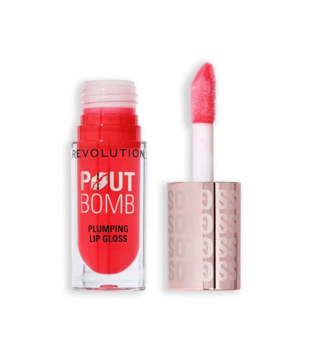 Makeup Revolution Pout Bomb Plumping – Lip Gloss for Women, Cherry Sheer Red, 4.6 ml