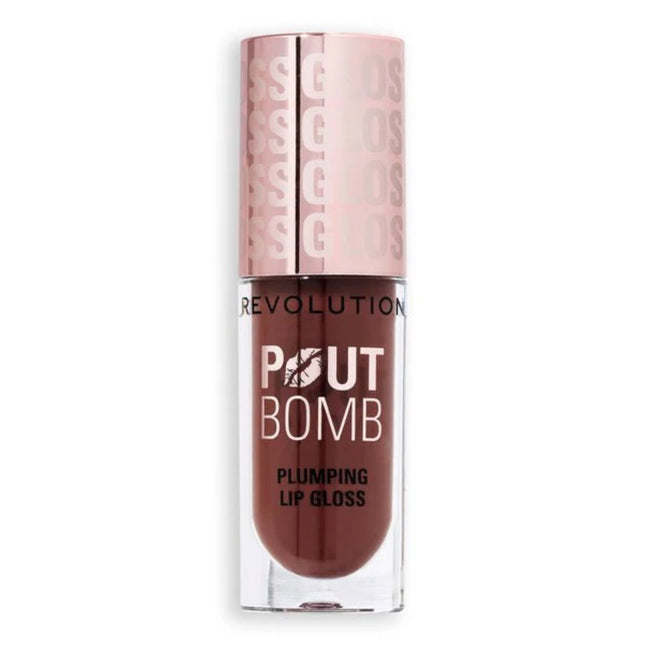 Makeup Revolution Pout Bomb Plumping – Lip Gloss for Women, Espresso Cool, 4.6 ml
