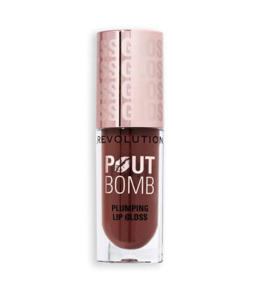 Makeup Revolution Pout Bomb Plumping – Lip Gloss for Women, Espresso Cool, 4.6 ml