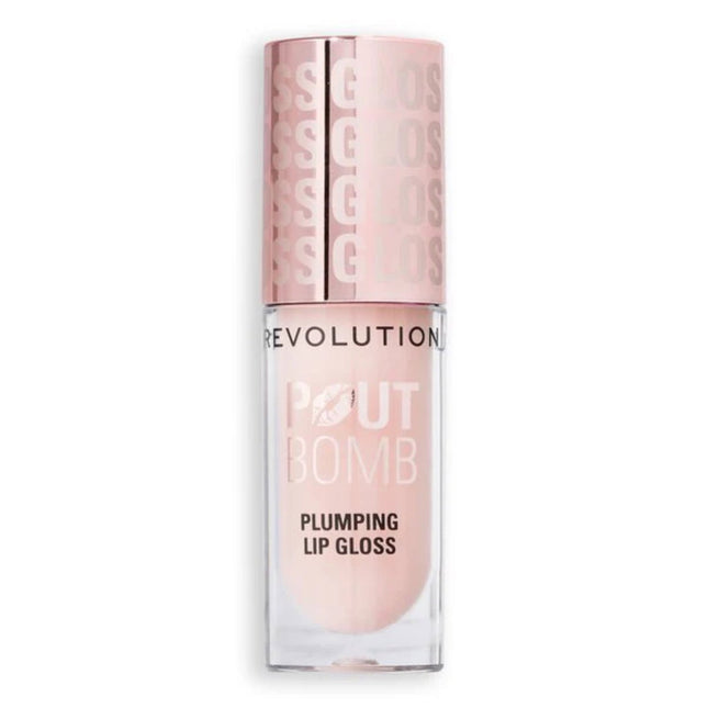 Makeup Revolution Pout Bomb Vegan Plumping – Lip Gloss for Women, Milky Sheer Holo, 4.6 ml