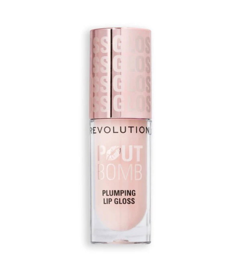 Makeup Revolution Pout Bomb Vegan Plumping – Lip Gloss for Women, Milky Sheer Holo, 4.6 ml