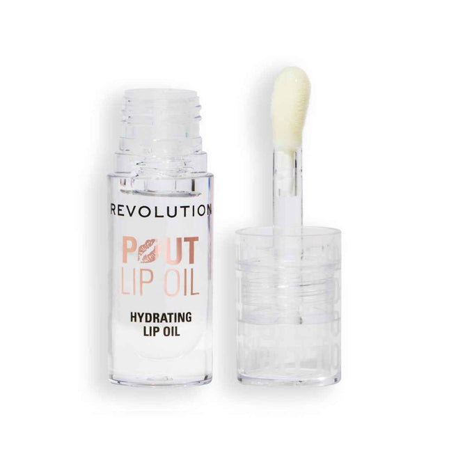 Makeup Revolution Pout Vegan Glossy – Lip Oil for Women, Lychee Clear, 4 ml