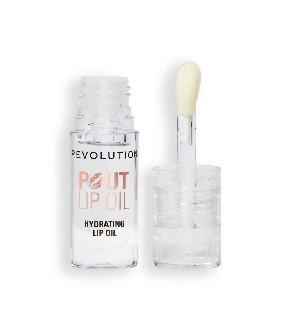 Makeup Revolution Pout Vegan Glossy – Lip Oil for Women, Lychee Clear, 4 ml
