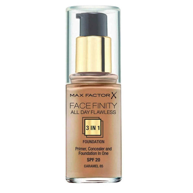 Max Factor Face Finity All Day Flawless – Cream Foundation for Women, 85, Caramel, SPF 20, 30 ml