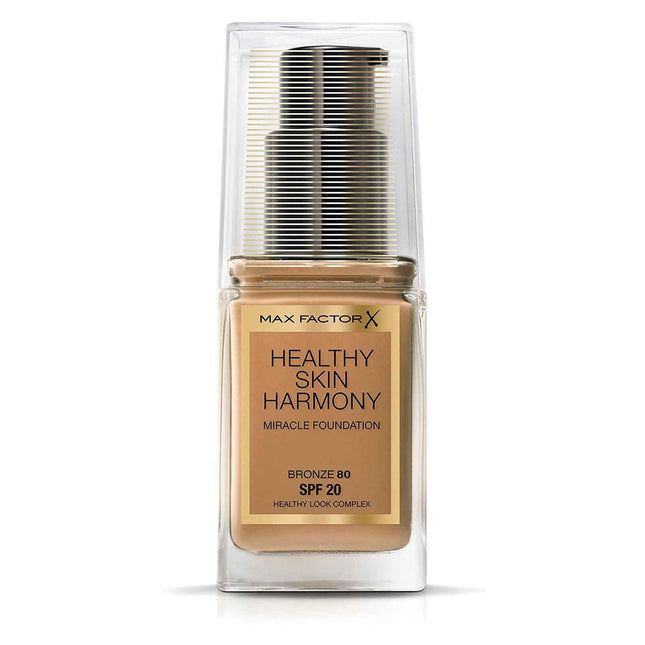 Max Factor Healthy Skin Harmony – Liquid Foundation for Women, 80, Bronze, SPF 20, 30 ml