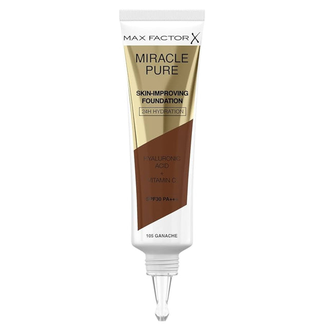 Max Factor Miracle Pure Vitamin C Medium – Cream Foundation for Women, 105, Ganache, Yes, 30 ml