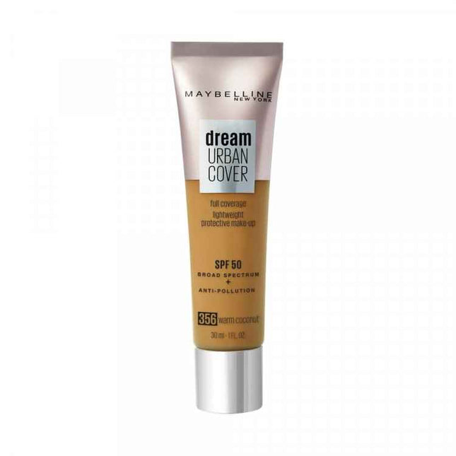 Maybelline Dream Urban Cover Full Cover – Cream Foundation for Women, 356, Warm Coconut, SPF 50, 30 ml
