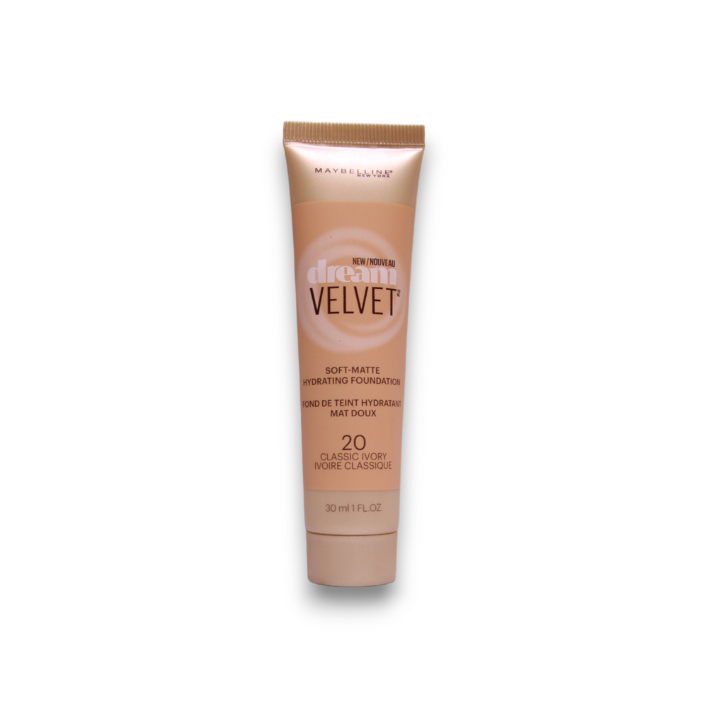 Maybelline Dream Velvet Soft Matte – Cream Foundation for Women, 20, Classic Ivory, 30 ml