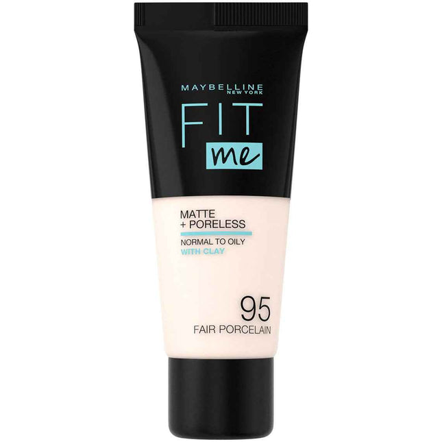 Maybelline Fit Me Matte + Poreless – Liquid Foundation for Women, 95, Fair Porcelain, 30 ml
