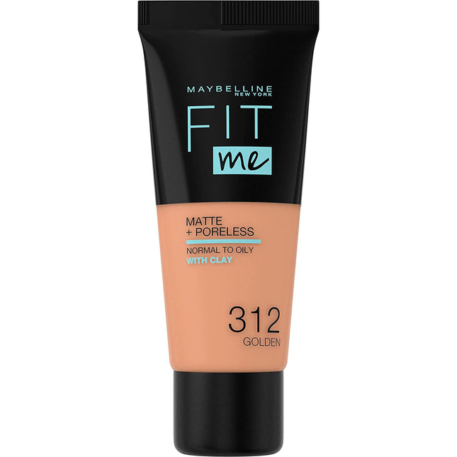 Maybelline Fit Me Matte + Poreless – Liquid Foundation for Women, 312, Golden, 30 ml