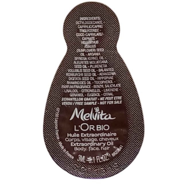 Melvita L'or Bio Organic Nourishing – Body Oil for Women, For Body, Face & Hair, Day & Night, 3 ml Sample