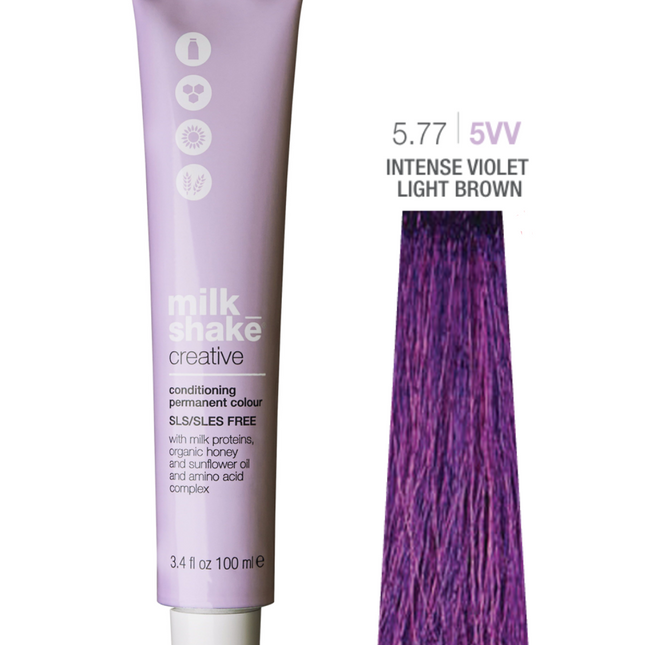 Milk Shake Creative – Permanent Hair Dye for Women, 5.775VV Intense Violet Light Brown, 100 ml