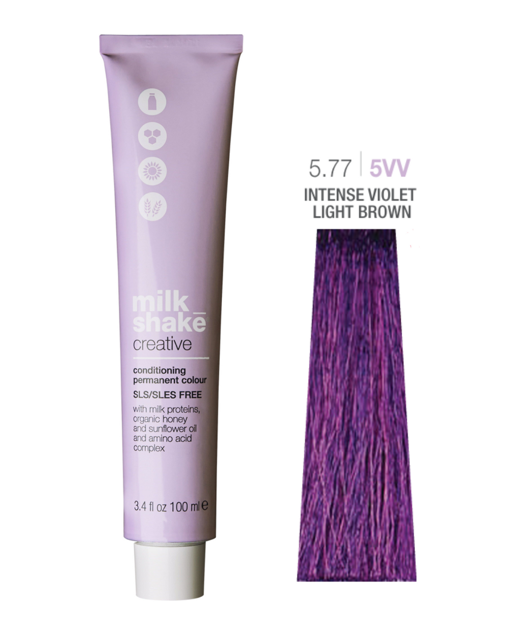 Milk Shake Creative – Permanent Hair Dye for Women, 5.775VV Intense Violet Light Brown, 100 ml