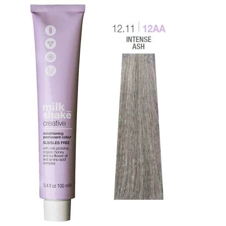 Milk Shake Creative SLS/SLES-Free – Permanent Hair Dye for Women, 12.1112AA Intense Ash, 100 ml