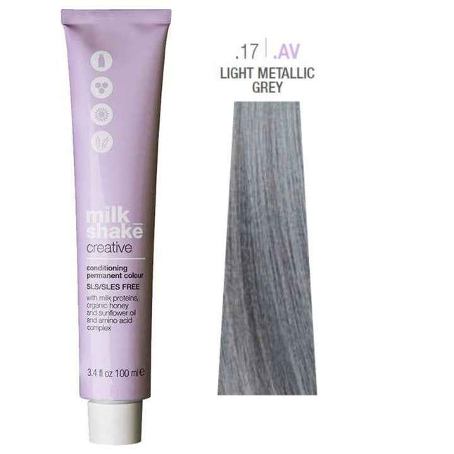 Milk Shake Creative SLS/SLES-Free – Permanent Hair Dye for Women, .17.AV Light Metallic Grey, 100 ml
