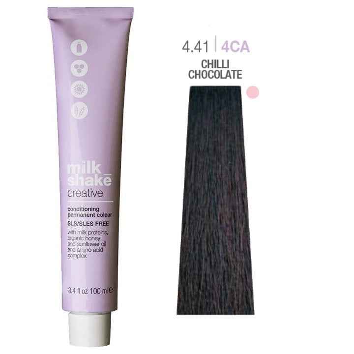 Milk Shake Creative SLS/SLES-Free – Permanent Hair Dye for Women, 4.414CA Chili Chocolate, 100 ml