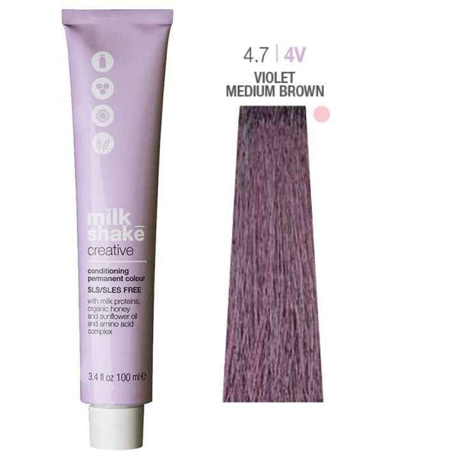 Milk Shake Creative SLS/SLES-Free – Permanent Hair Dye for Women, 4.74V Violet Medium Brown, 100 ml
