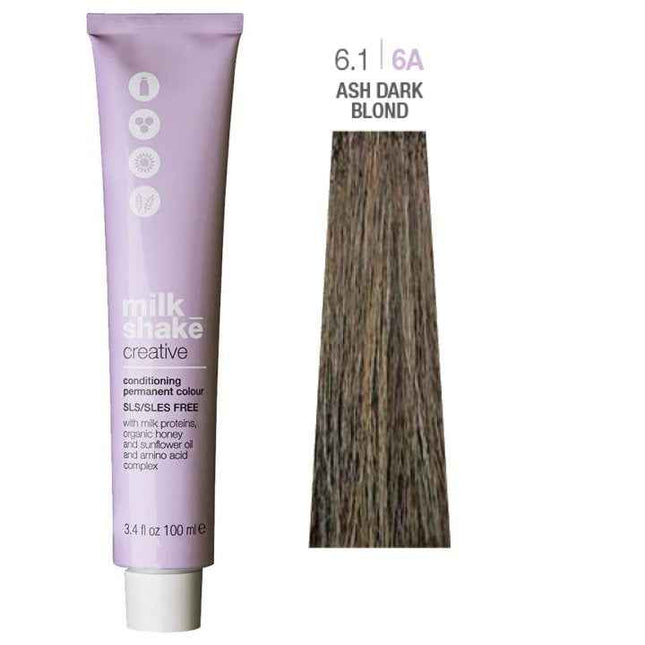 Milk Shake Creative SLS/SLES-Free – Permanent Hair Dye for Women, 6.16A Ash Dark Blond, 100 ml