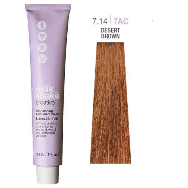 Milk Shake Creative SLS/SLES-Free – Permanent Hair Dye for Women, 7.147AC Desert Brown, 100 ml