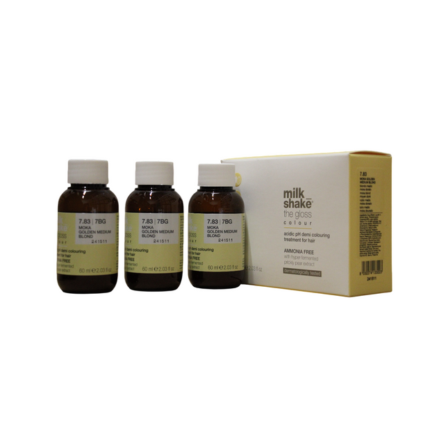 Milk Shake Set Trio Milk Shake Gloss – Demi-Permanent Hair Dye for Women, 7.837BG, 3 pcs, 60 ml