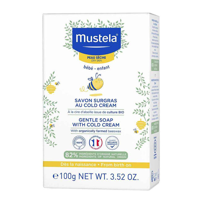 Mustela Cold Cream Natural Beeswax Gentle Cleansing – Soap Bar for Children, 100 g