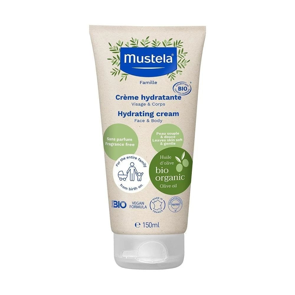Mustela Organic Olive Oil Hydrating – Cream for Children, For Face & Body, 150 ml