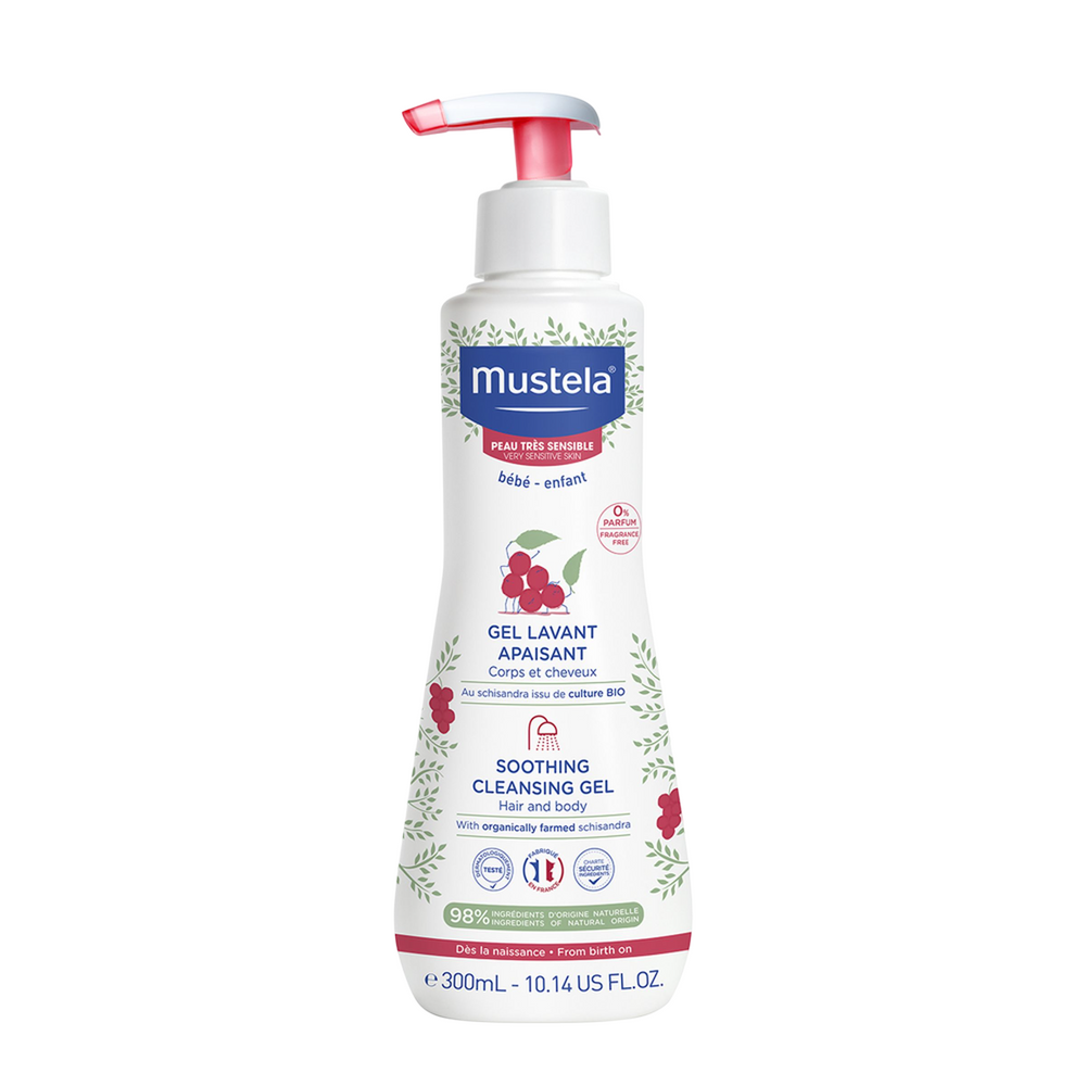 Mustela Schisandra Cleansing & Soothing – Shower Gel for Children, For Hair & Body, For Very Dry To Atopic Sensitive Skin, 300 ml