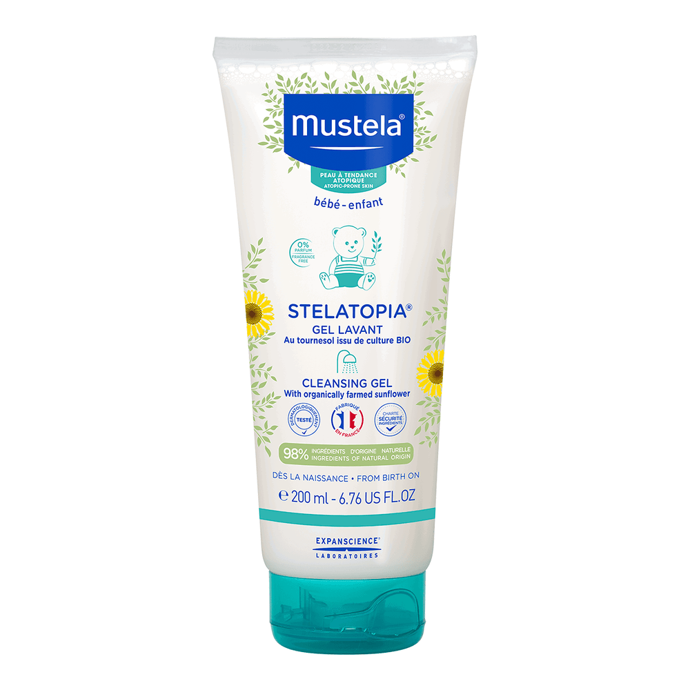 Mustela Stelatopia Sunflower Soothing & Calming – Shower Gel for Children, For Very Dry To Atopic Sensitive Skin, 200 ml