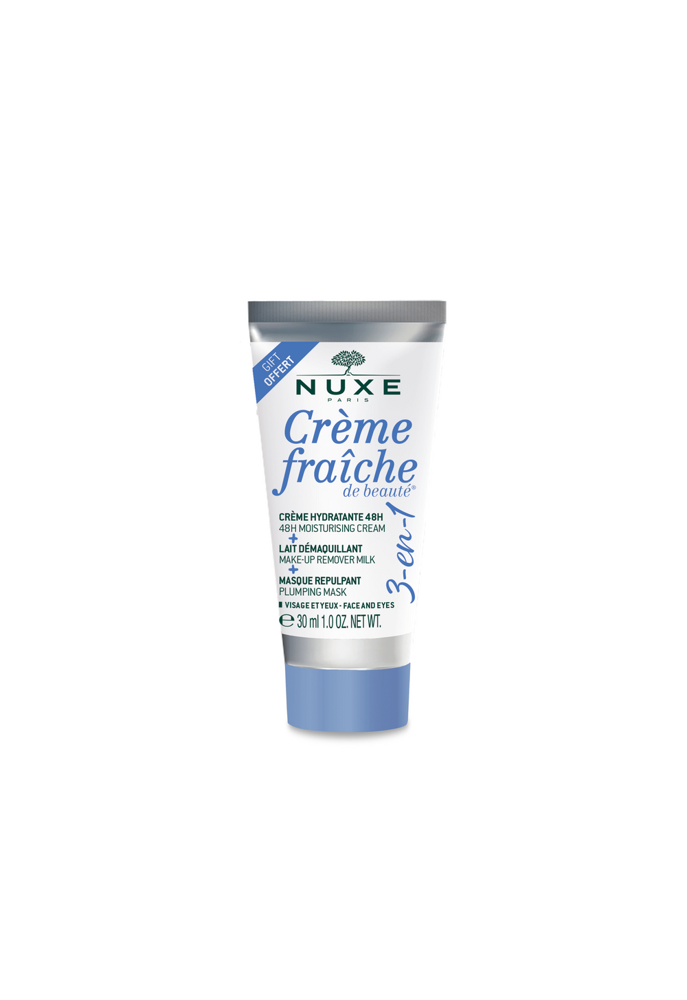 Nuxe Creme Fraiche de Beaute Hydrating – Cream for Women, Make-Up Remover Milk & Plumping Mask 3-in-1, 30 ml