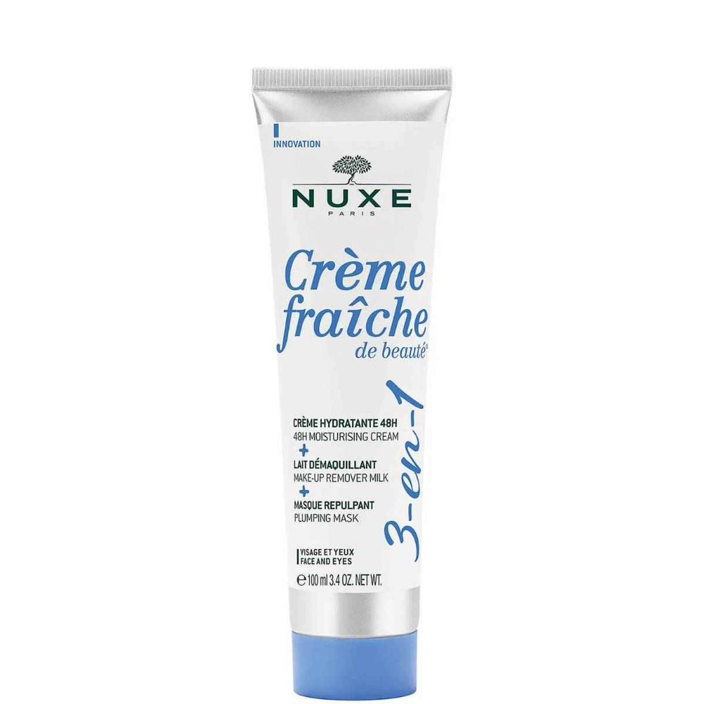Nuxe Creme Fraiche de Beaute Moisturizing – Cream for Women, Make-Up Remover Milk & Plumping Mask 3-in-1, 100 ml Tester