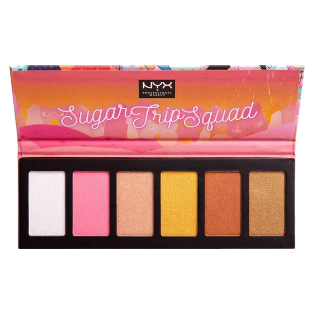 Nyx Sugar Trip Squad Cruelty-Free Shimmering – Highlighter Palette for Women, 01, SQUADHP, 30 g