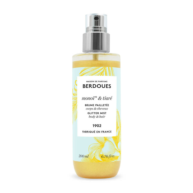 Parfums Berdoues Monoi & Tiare Glittery – Fragrance Water for Women, For Hair & Body, 200 ml