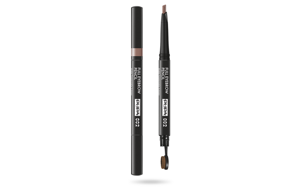 Pupa Full Paraben-Free Definer Double-Ended – Eyebrow Cream Pencil & Brush 2-in-1 for Women, 002, Brown, 0.2 g
