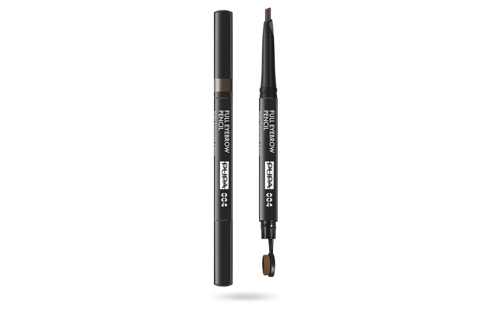 Pupa Full Paraben-Free Definer Double-Ended – Eyebrow Cream Pencil & Brush 2-in-1 for Women, 004, Extra Dark, 0.2 g