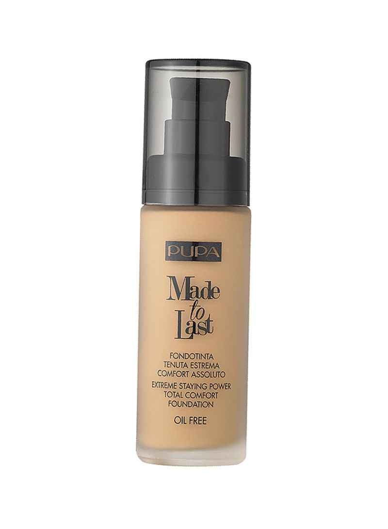 Pupa Made To Last Paraben-Free Long Lasting – Liquid Foundation for Women, 03, Dark Ivory, 30 ml