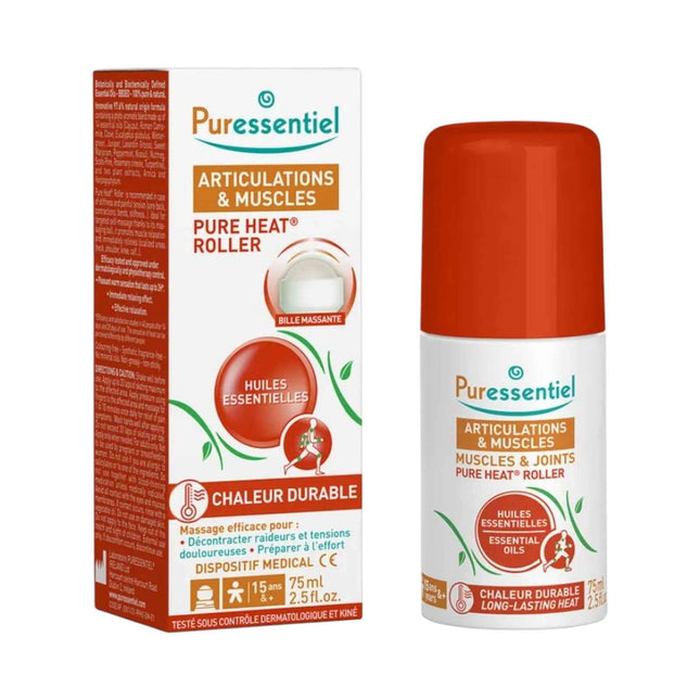 Puressentiel Pure Heat Essential Oils – Roll-On Body Oil Unisex, For Articulations & Muscles, 75 ml